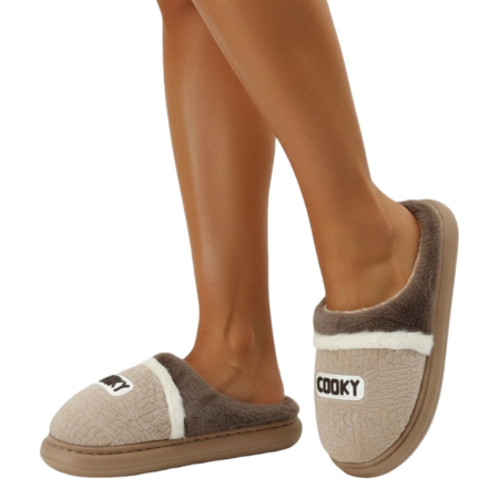 Papuci de casă - Papuci de casa pufosi L709maro