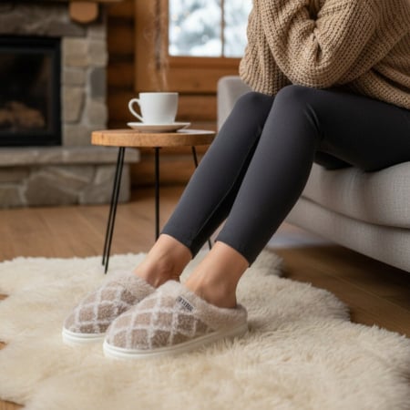 Damă - Papuci de casa pufosi L711bej