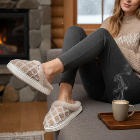 Damă - Papuci de casa pufosi L711bej