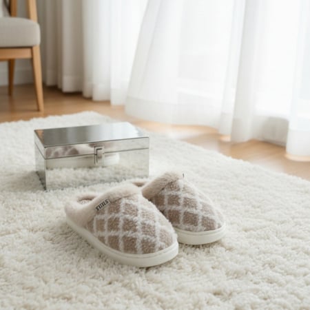 Damă - Papuci de casa pufosi L711bej