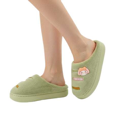 Damă - Papuci de casa pufosi L715verde