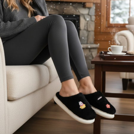 Papuci de casă - Papuci de casa pufosi L721negru