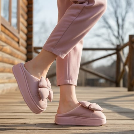 Papuci de casă - Papuci de casa pufosi L735roz