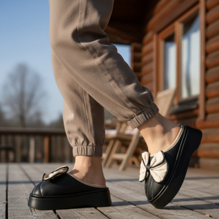 Papuci de casă - Papuci de casa pufosi L723negru