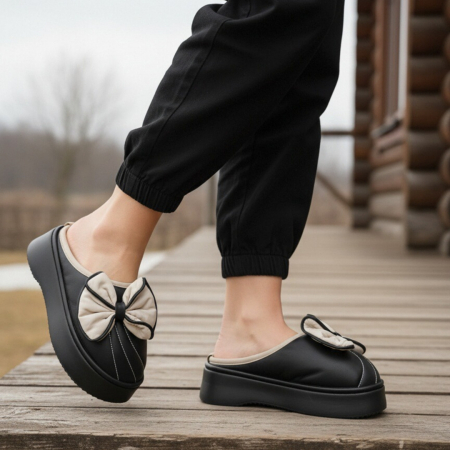 Papuci de casă - Papuci de casa pufosi L723negru