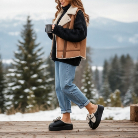 Papuci de casă - Papuci de casa pufosi L723negru