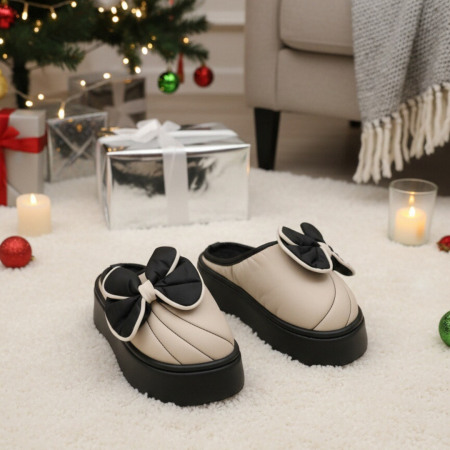 Papuci de casă - Papuci de casa pufosi L723bej