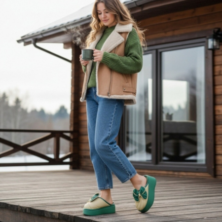 Papuci de casă - Papuci de casa pufosi L723galben