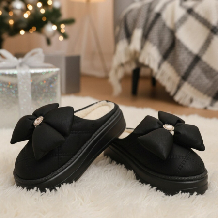 Papuci de casa pufosi L735negru [6]