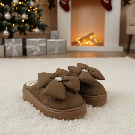 Papuci de casă - Papuci de casa pufosi L735maro