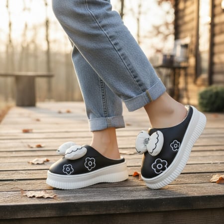 Papuci de casă - Papuci de casa pufosi L736negru