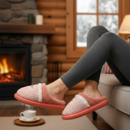 Papuci de casa pufosi L709roz [6]