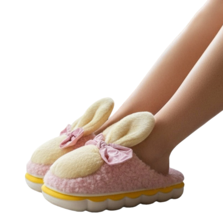 Papuci de casa pufosi, model Iepuras L633galben [12]