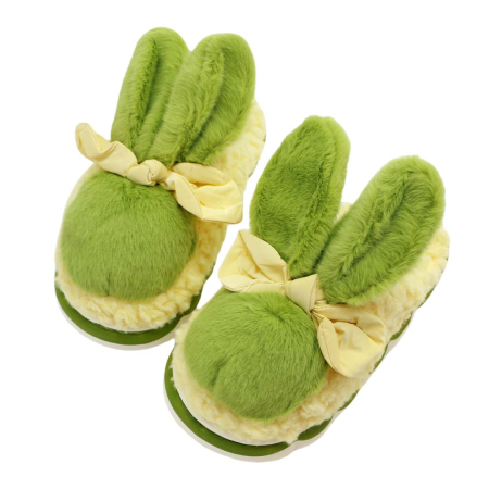 Damă - Papuci de casa pufosi, model Iepuras L633verde