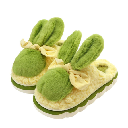 Damă - Papuci de casa pufosi, model Iepuras L633verde