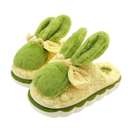 Damă - Papuci de casa pufosi, model Iepuras L633verde