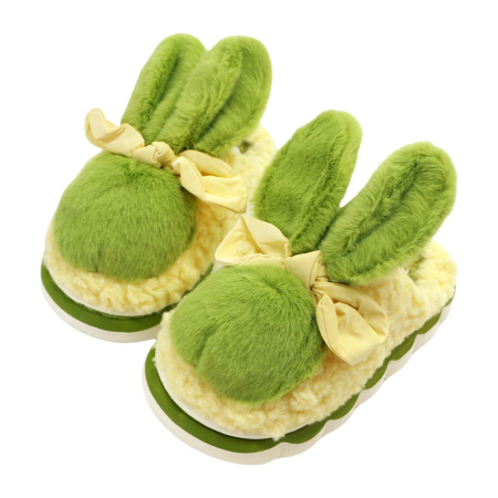 Damă - Papuci de casa pufosi, model Iepuras L633verde