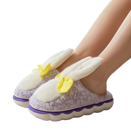 Papuci de casa pufosi, model Iepuras L633mov [7]