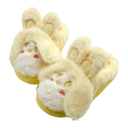 Papuci de casa pufosi, model Iepuras L638galben [9]