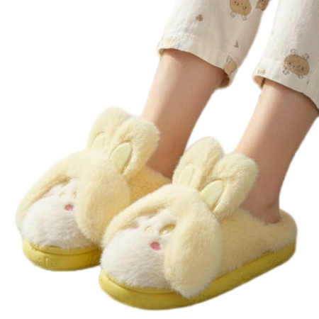 Papuci de casa pufosi, model Iepuras L638galben [17]