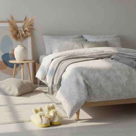 Papuci de casa pufosi, model Iepuras L638galben [6]