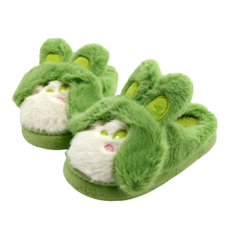 Papuci de casa pufosi, model Iepuras L638verde [16]
