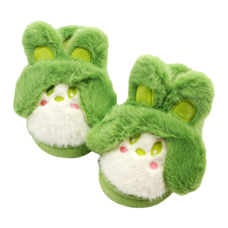 Papuci de casa pufosi, model Iepuras L638verde [11]