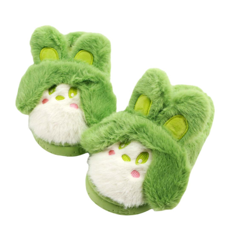 Papuci de casa pufosi, model Iepuras L638verde [13]