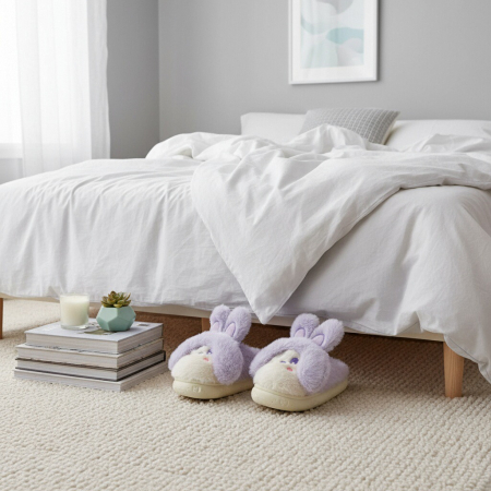 Papuci de casa pufosi, model Iepuras L638mov [7]