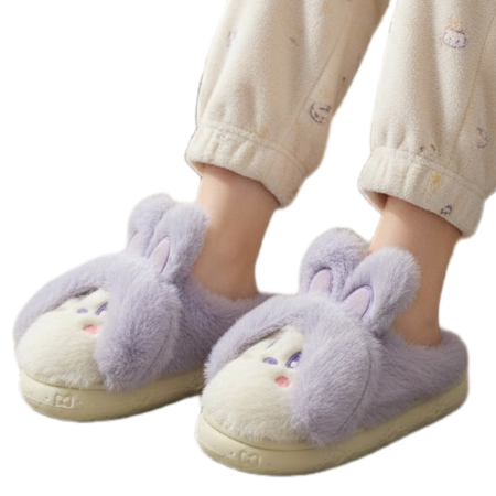 Papuci de casa pufosi, model Iepuras L638mov [15]