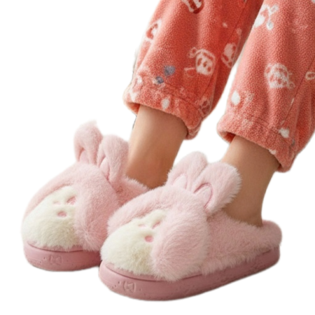 Papuci de casa pufosi, model Iepuras L638roz [17]