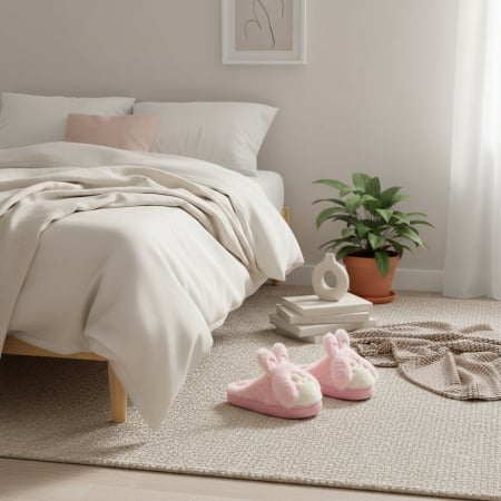 Papuci de casa pufosi, model Iepuras L638roz [8]