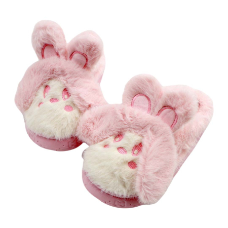 Papuci de casa pufosi, model Iepuras L638roz [14]