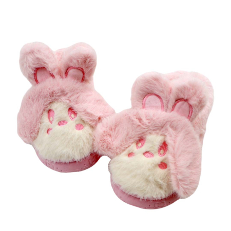 Papuci de casa pufosi, model Iepuras L638roz [13]