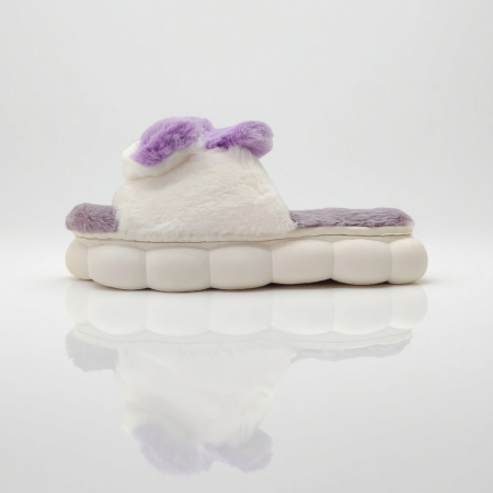 Încălțăminte damă - Papuci de casa pufosi, model Iepuras P2079mov