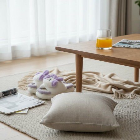 Încălțăminte damă - Papuci de casa pufosi, model Iepuras P2079mov