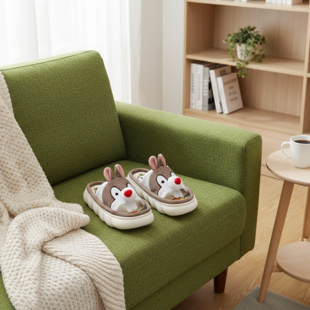 Papuci de casa veseli, model Iepuras P2076maro [6]