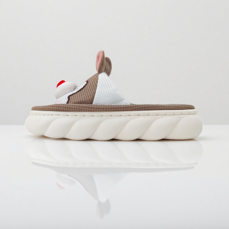 Papuci de casă - Papuci de casa veseli, model Iepuras P2076maro