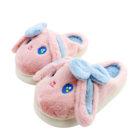 Papuci de casă - Papuci de casa pufosi, model Iepure amuzant C106roz