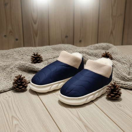 Papuci de casă - Papuci captusiti din bumbac H53bleumarin