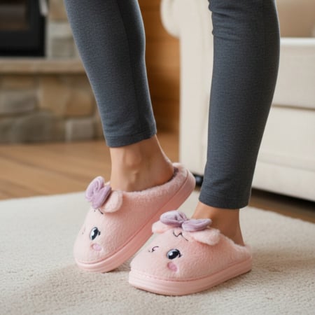 Damă - Papuci de casa pufosi si haiosi L679roz