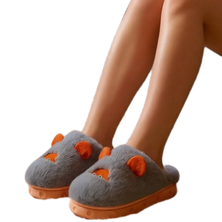 Papuci de casă - Papuci de casa pufosi si haiosi L635gri