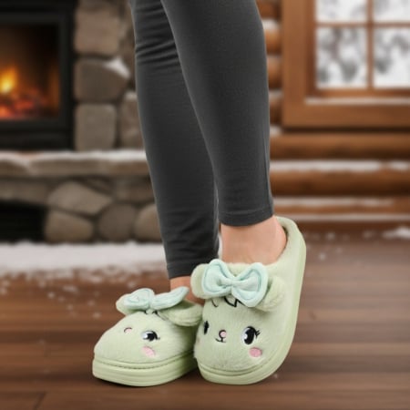 Damă - Papuci de casa pufosi si haiosi L679verde