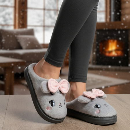 Papuci de casa pufosi si haiosi L679gri [6]