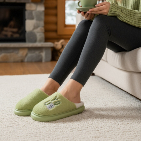 Damă - Papuci de casa pufosi L707verde