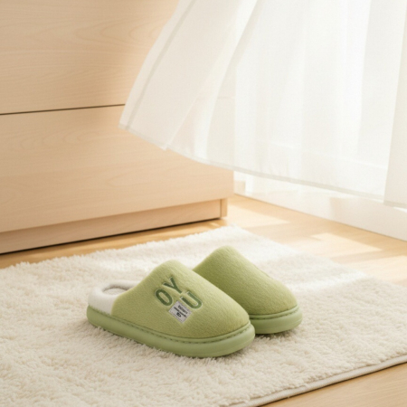 Papuci de casa pufosi L707verde [6]