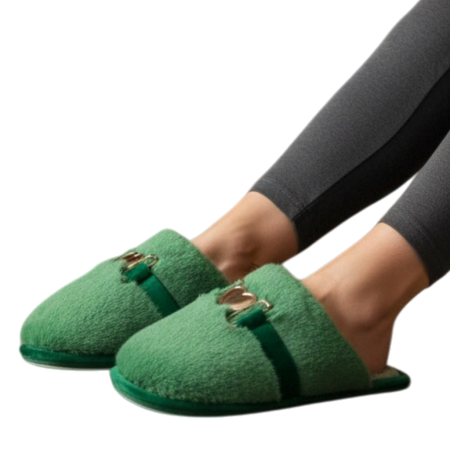Papuci de casă - Papuci de casa pufosi WF910verde