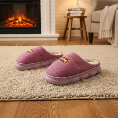 Papuci de casa pufosi A-812roz [7]