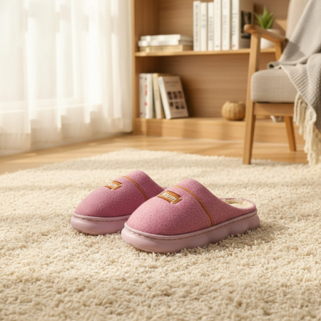 Papuci de casă - Papuci de casa pufosi A-812roz