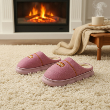 Papuci de casa pufosi A-812roz [8]